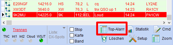 Top-Alarm-Funktion im DX-Alarm-Fenster
