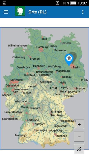Screenshot mit Deutschlandkarte
